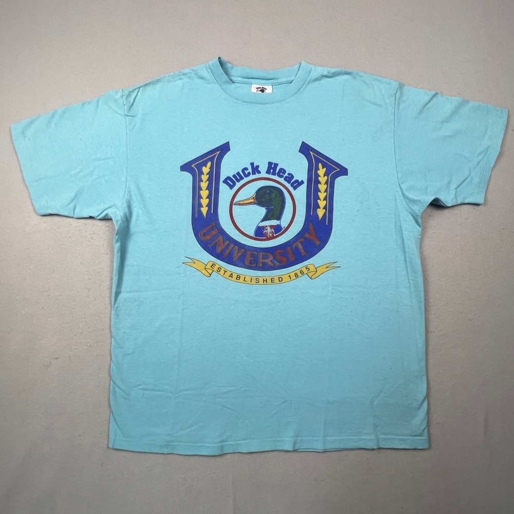 Vintage 90s Duck Head University T-Shirt Mens XL Single Stitch Logo Made‎ in USA